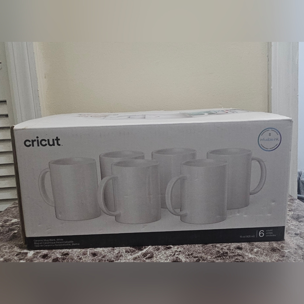 Cricut Creamic Mugs Blank White, 15oz 6ct set (5 in box)